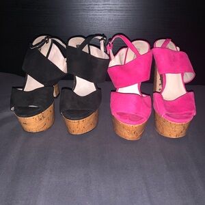Zara Black and Pink Platform Shoes with Elastic Straps